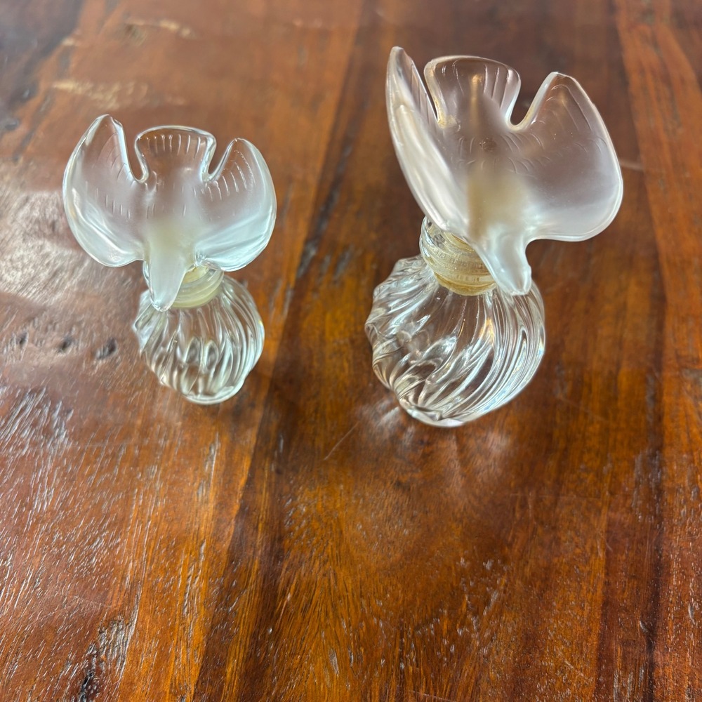 Vintage Nina Ricci Lalique L'Air du Temps Single Dove Perfume Bottles Set of 2‎